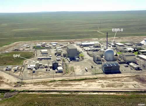 Aerial photo of the facilities at INL where the EBR-2 was located.