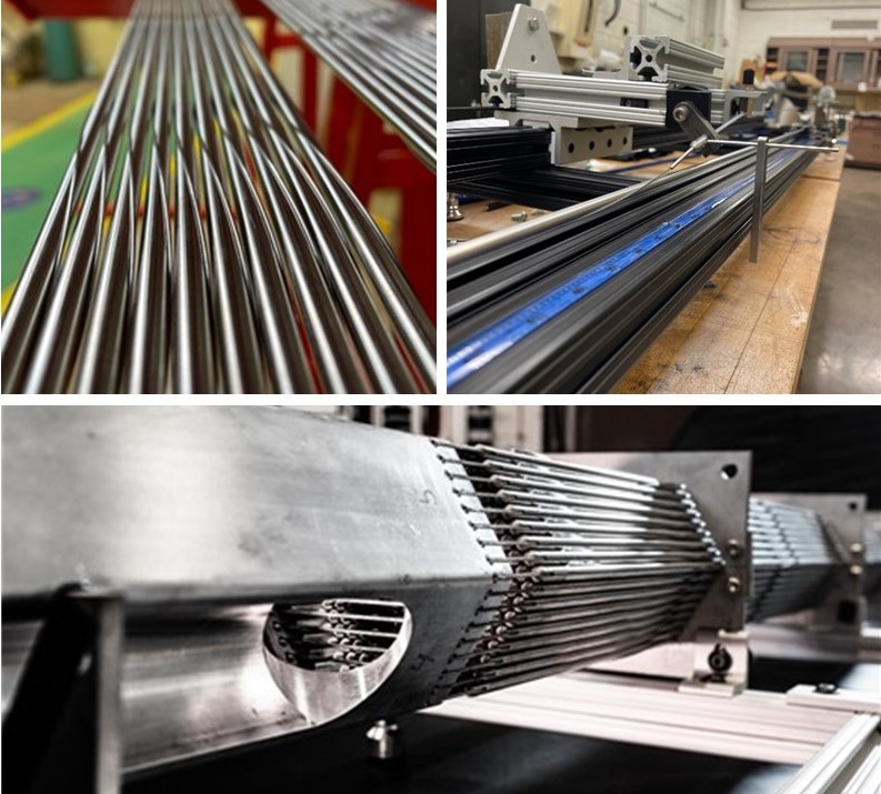 Fabrication of wire wrapped rods and their assembly into the full bundle