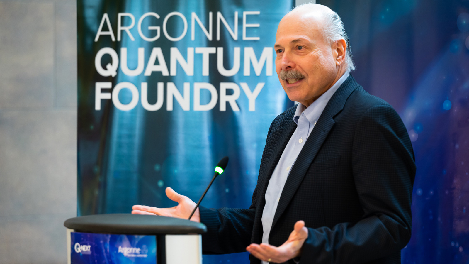 Q-NEXT Director and Argonne senior scientist David Awschalom talks about the importance of the foundry for the quantum ecosystem at the ribbon cutting.