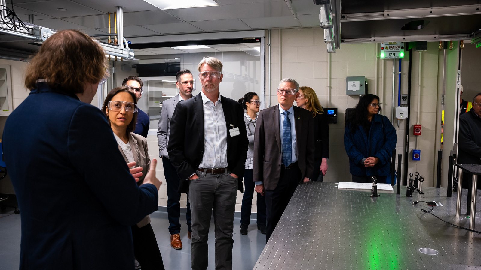 Argonne scientist Joe Heremans gives a tour of the Argonne Quantum Foundry to guests at the ribbon cutting.