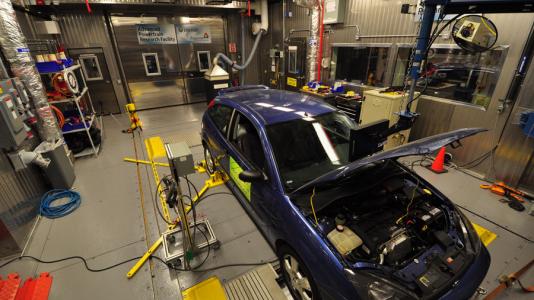 Chassis dyno testing  in Argonne's high-fidelity testing environment