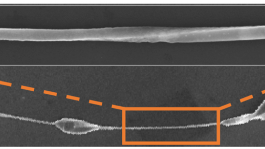micrograph of nanowire with Eshelby twist