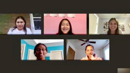 High school students taking part in Big Data Camp meet virtually with Guadalupe Medina (upper left), a Community College Internship (CCI) Program intern working in Argonne’s Strategic Security Sciences Division (specifically in cybersecurity).