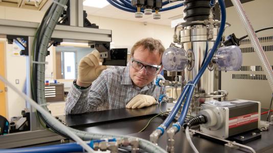 Staff scientist Joseph Heremans working in lab at Argonne used to synthesize ultrapure diamond crystals and engineer electron spins that carry quantum information. (Image by Argonne National Laboratory.)