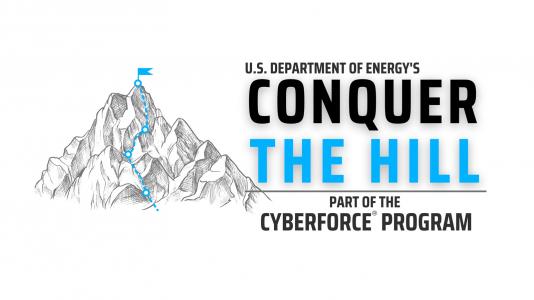 Hill with flags_U.S. Department of Energy's Conquer the Hill logo.