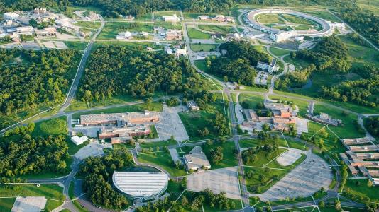 Aerial view of lab and grounds. (Image by Argonne National Laboratory.)
