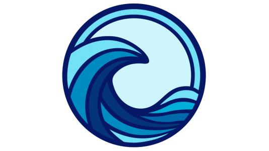 Circular blue logo with wave graphic. (Image by PosEiDon .)