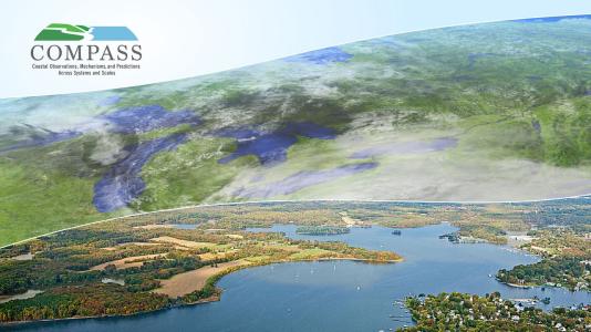 Photo montage of lakes and atmosphere above. [Image courtesy of Pacific Northwest National Laboratory (PNNL).]