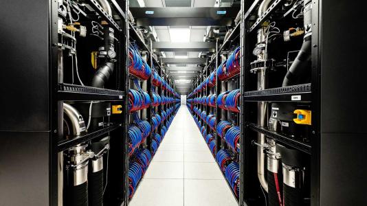 Rows of cables in Aurora supercomputer. (Image by Argonne National Laboratory.)