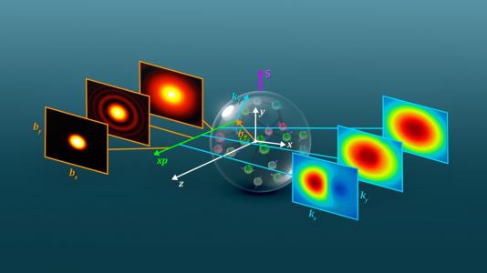 Illustration of 3 panels on each side of a sphere. (Image by QuantOm Collaboration.)