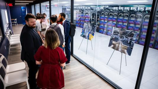 Workshop participants toured the Argonne Leadership Computing Facility, a DOE Office of Science user facility. Argonne leverages its high performance computing resources to design microelectronics that are energy efficient. (Image by Argonne National Laboratory.)